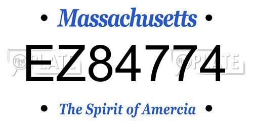 EZ84774 Massachusetts License Plate