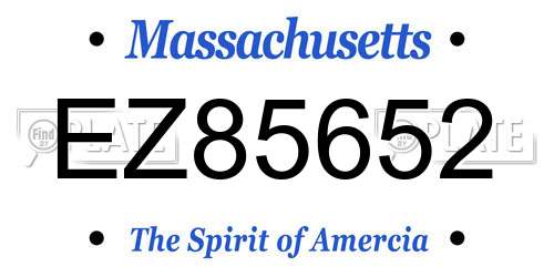 EZ85652 Massachusetts License Plate