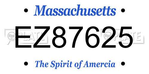 EZ87625 Massachusetts License Plate