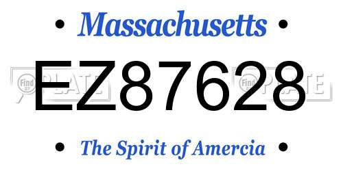 EZ87628 Massachusetts License Plate
