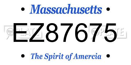 EZ87675 Massachusetts License Plate