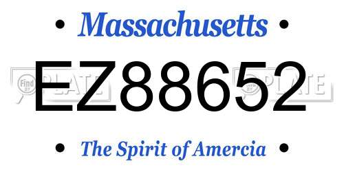 EZ88652 Massachusetts License Plate