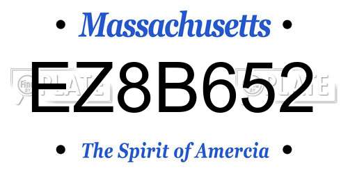 EZ8B652 Massachusetts License Plate