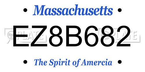 EZ8B682 Massachusetts License Plate