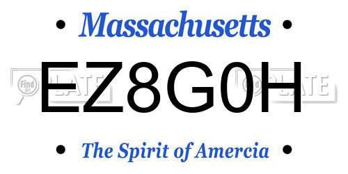 EZ8G0H Massachusetts License Plate