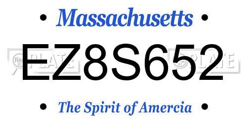 EZ8S652 Massachusetts License Plate