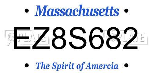EZ8S682 Massachusetts License Plate