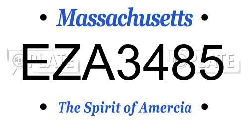 EZA3485 Massachusetts License Plate