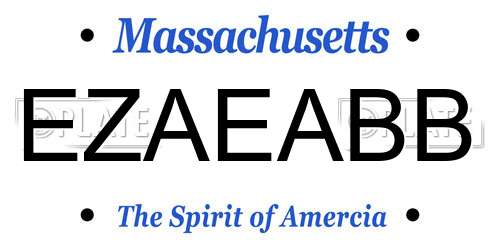 EZAEABB Massachusetts License Plate