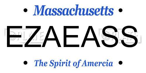 EZAEASS Massachusetts License Plate