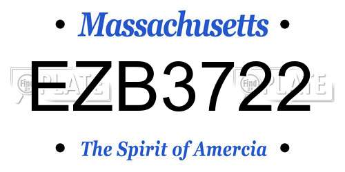 EZB3722 Massachusetts License Plate