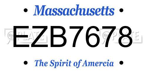 EZB7678 Massachusetts License Plate