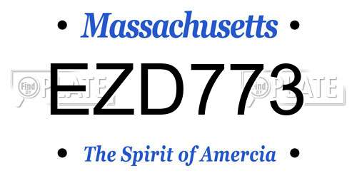 EZD773 Massachusetts License Plate