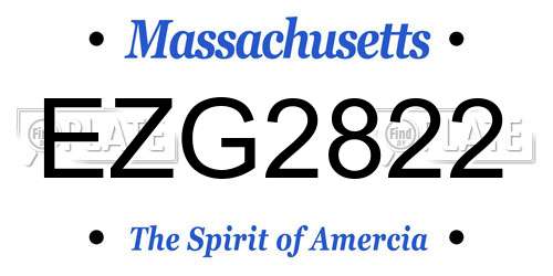 EZG2822 Massachusetts License Plate