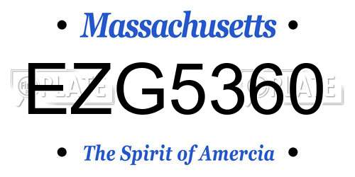 EZG5360 Massachusetts License Plate