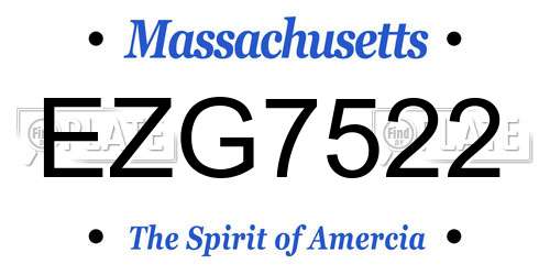EZG7522 Massachusetts License Plate