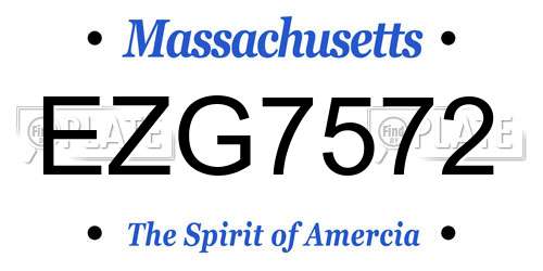 EZG7572 Massachusetts License Plate