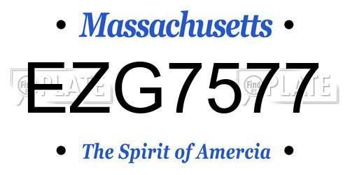 EZG7577 Massachusetts License Plate