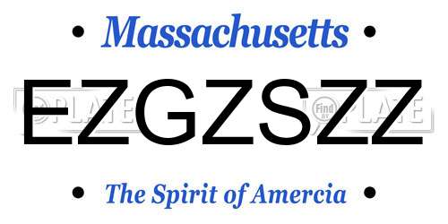 EZGZSZZ Massachusetts License Plate