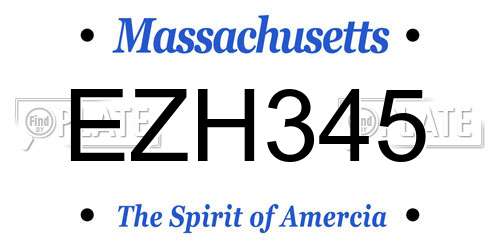 EZH345 Massachusetts License Plate