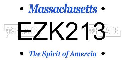 EZK213 Massachusetts License Plate