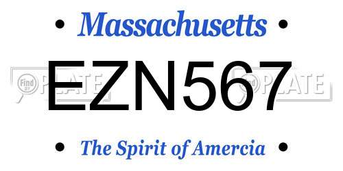 EZN567 Massachusetts License Plate
