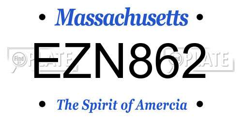 EZN862 Massachusetts License Plate