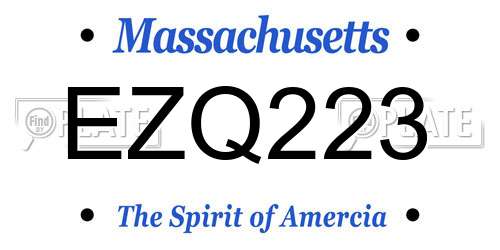 EZQ223 Massachusetts License Plate