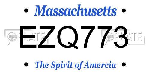 EZQ773 Massachusetts License Plate