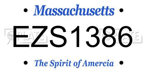 EZS1386 Massachusetts License Plate