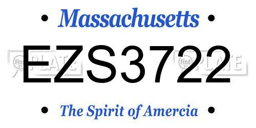 EZS3722 Massachusetts License Plate