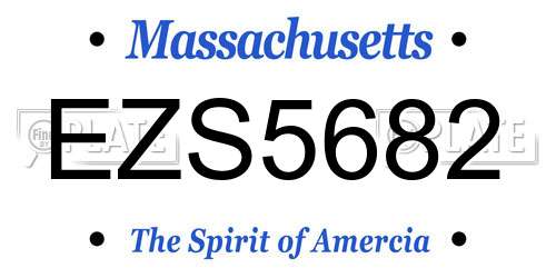 EZS5682 Massachusetts License Plate