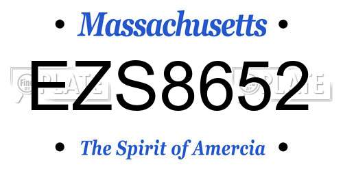 EZS8652 Massachusetts License Plate