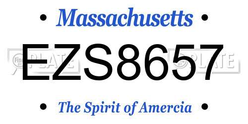 EZS8657 Massachusetts License Plate