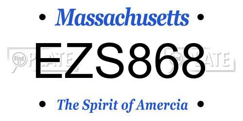 EZS868 Massachusetts License Plate