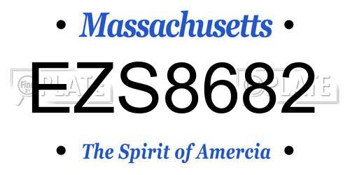 EZS8682 Massachusetts License Plate