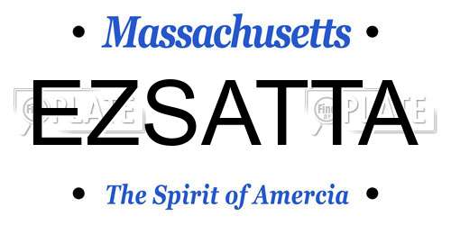 EZSATTA Massachusetts License Plate