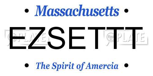 EZSETTT Massachusetts License Plate