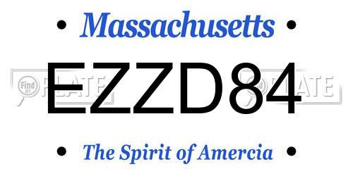 EZZD84 Massachusetts License Plate