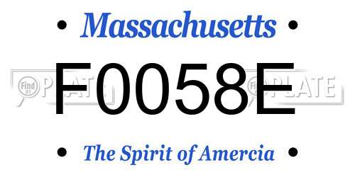 F0058E Massachusetts License Plate