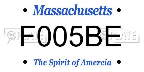 F005BE Massachusetts License Plate