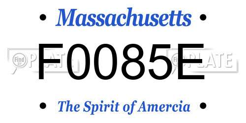 F0085E Massachusetts License Plate