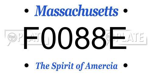 F0088E Massachusetts License Plate