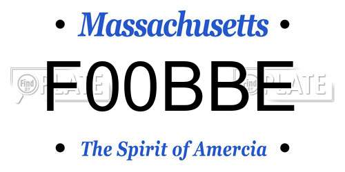 F00BBE Massachusetts License Plate