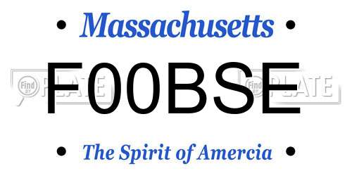 F00BSE Massachusetts License Plate