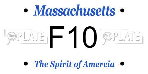 F10 Massachusetts License Plate