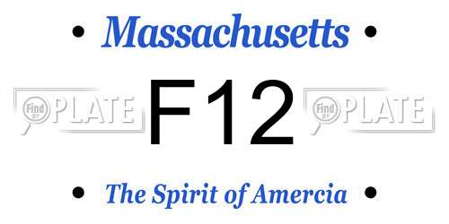 F12 Massachusetts License Plate