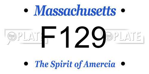 F129 Massachusetts License Plate