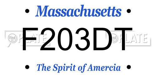 F203DT Massachusetts License Plate