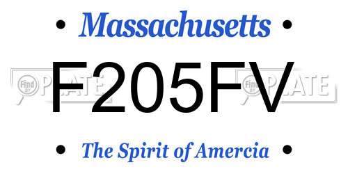 F205FV Massachusetts License Plate
